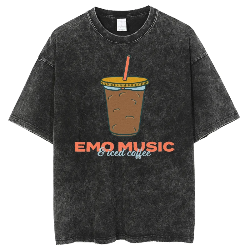 Emo Music Coffee Print Fashion Women's T-Shirt Loose Unisex Short Sleeve Comfortable Breathable Casual Top Summer Hot Seller