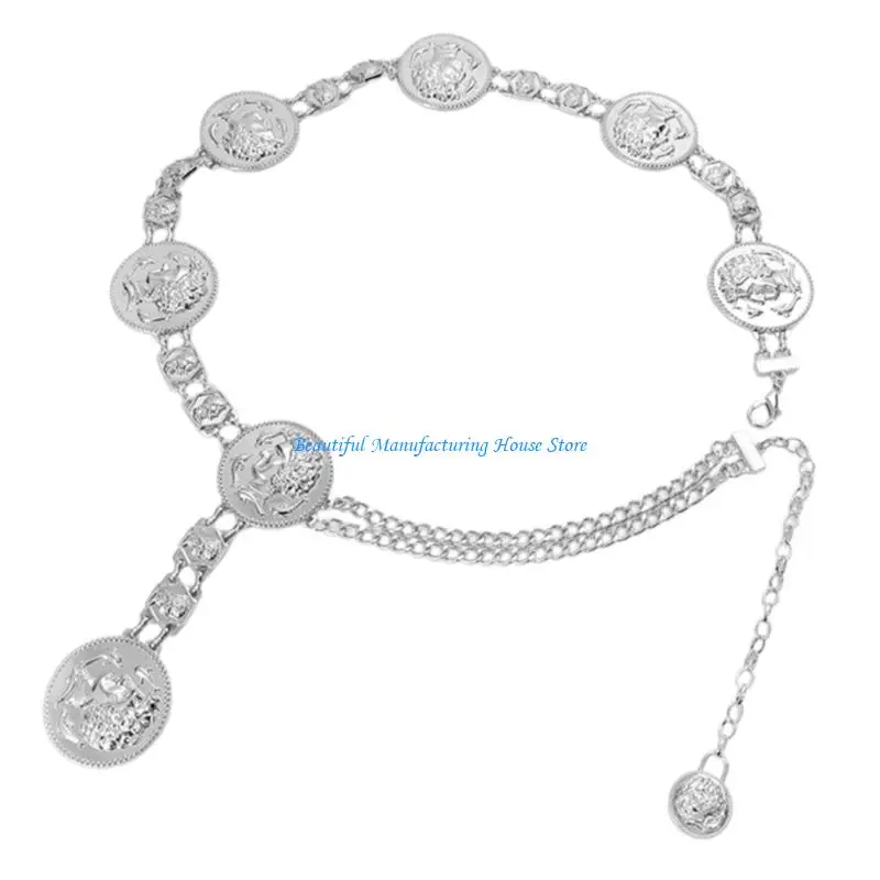 E56A Elaborate Chain Waist Chain Carved Head Waist Chain Belly Chain