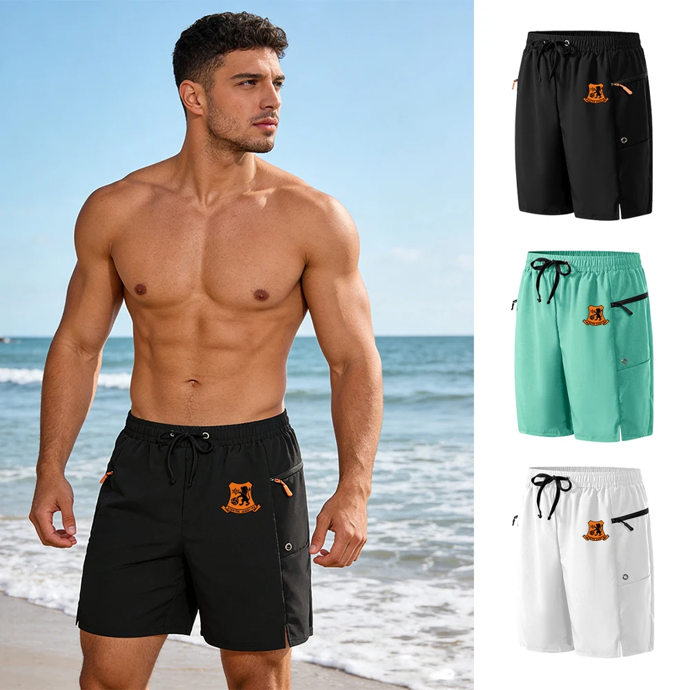 

Men's Quick-Drying Casual Sports Shorts Summer Printed Drawstring Beach Shorts Swim Trunks Swimwear With Split Hem
