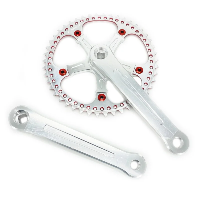 

All Aluminum Alloy Crank Chainwheel 130mm BCD 46T Chainring Square Hole Crank 170mm Retro Fixed Gear Bike Single Speed Crankset