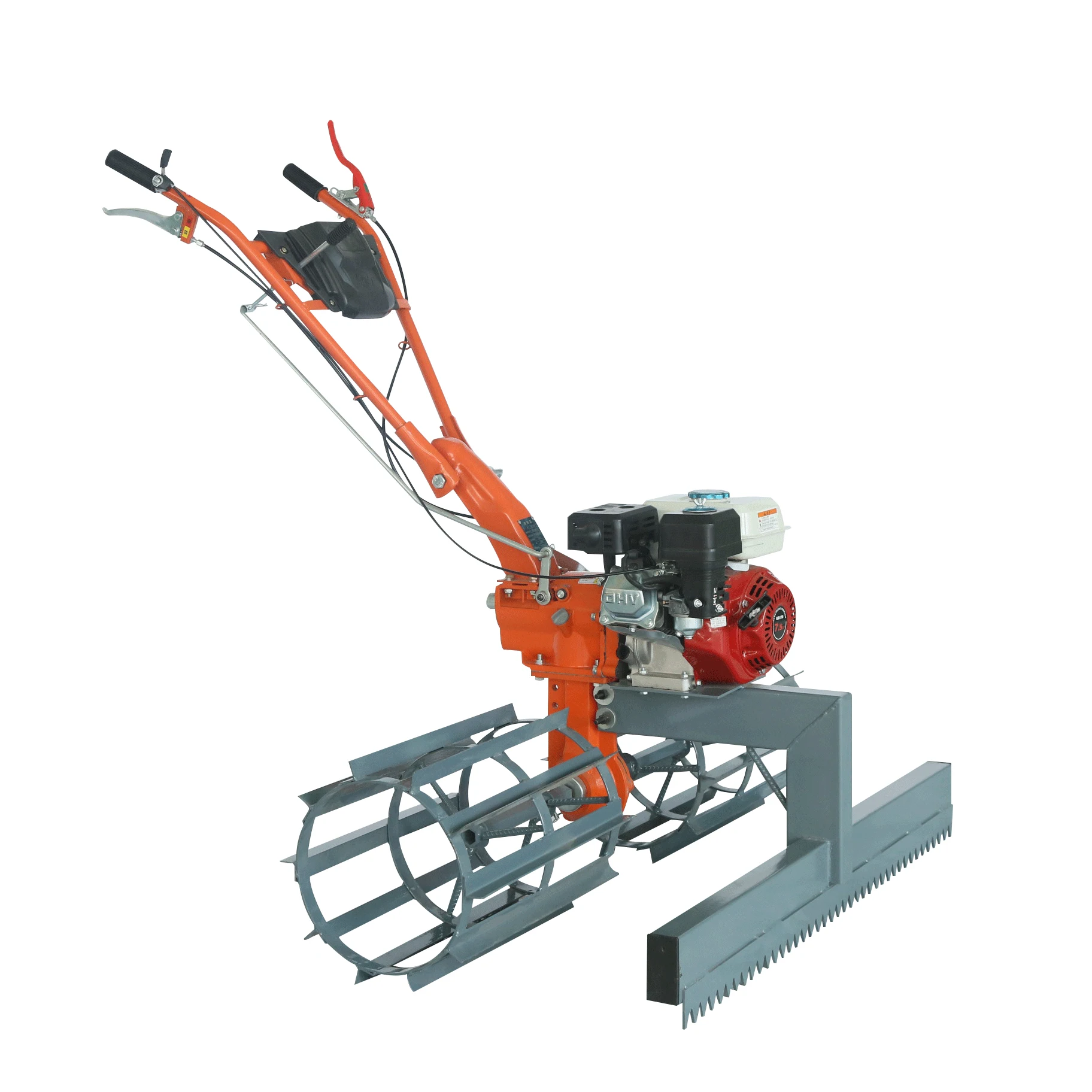 Hand push concrete paver double drum