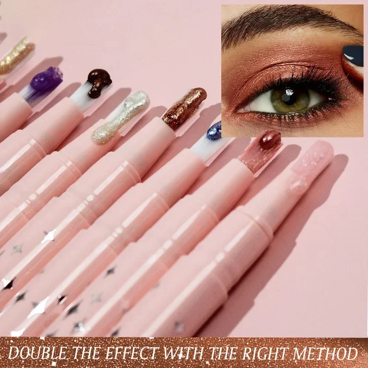 Brush Liquid Eyeshadow Sparkle Makeup Lying Silkworm Pen Pearlescent Polarizing Highlighter Rotating Glitter Eyes Shadow Stick