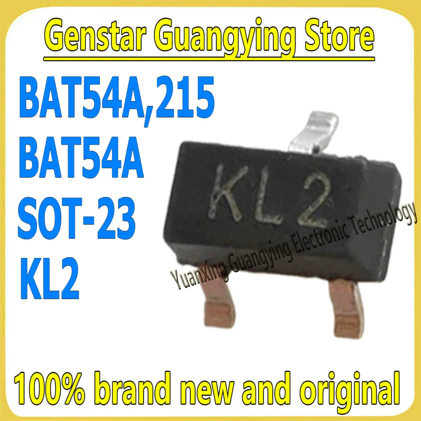 (100 pieces) BAT54 L4P, BAT54A WV3 L42 KL2, BAT54C WV1 L43 KL3, BAT54S WV4 KL4 SOT-23 Schottky diodes, 100% brand new.