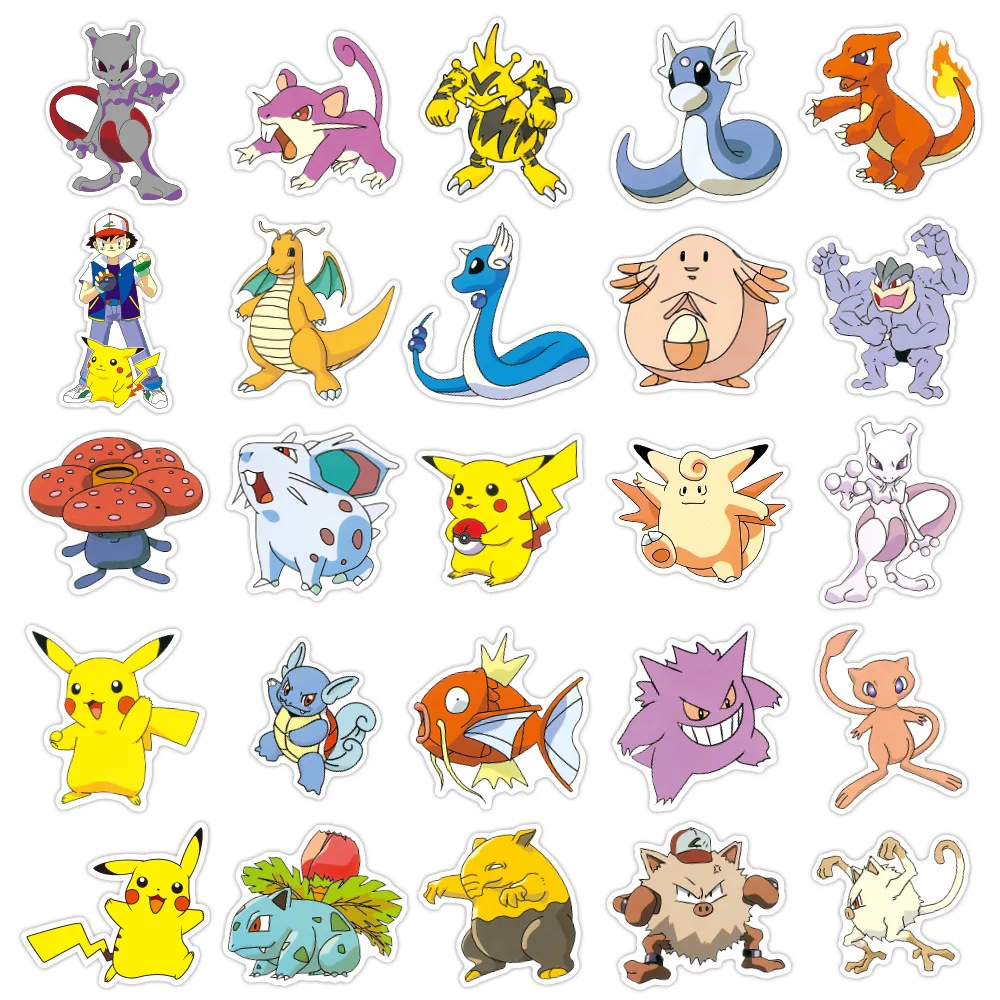 Picture 4: Trendy Pokemon Anime Stickers 50PCS, Waterproof Vinyl Decals No Repeat, Cute Cartoon Stickers for Laptop Phone Case Skateboard for All Ages