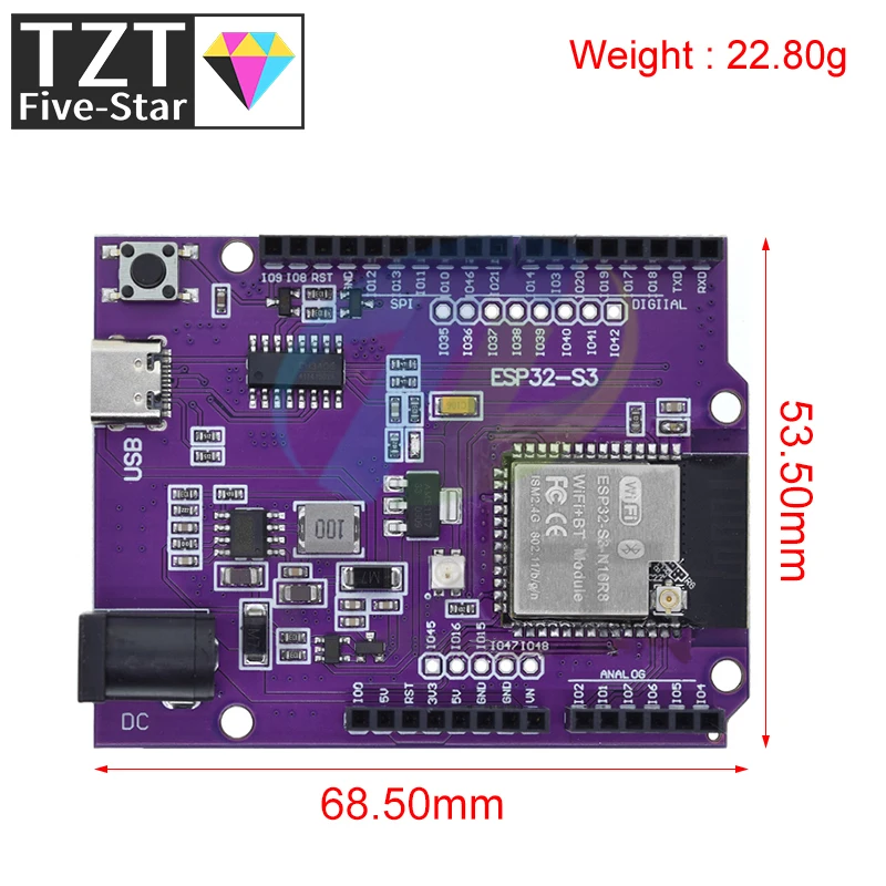 Imagem -02 - Módulo Placa de Desenvolvimento sem Fio Tzt d1 Esp32-s3 Wifi Bluetooth Flash 16mb Uno d1 r3 Ch340 N16r8 Esp32 Esp32