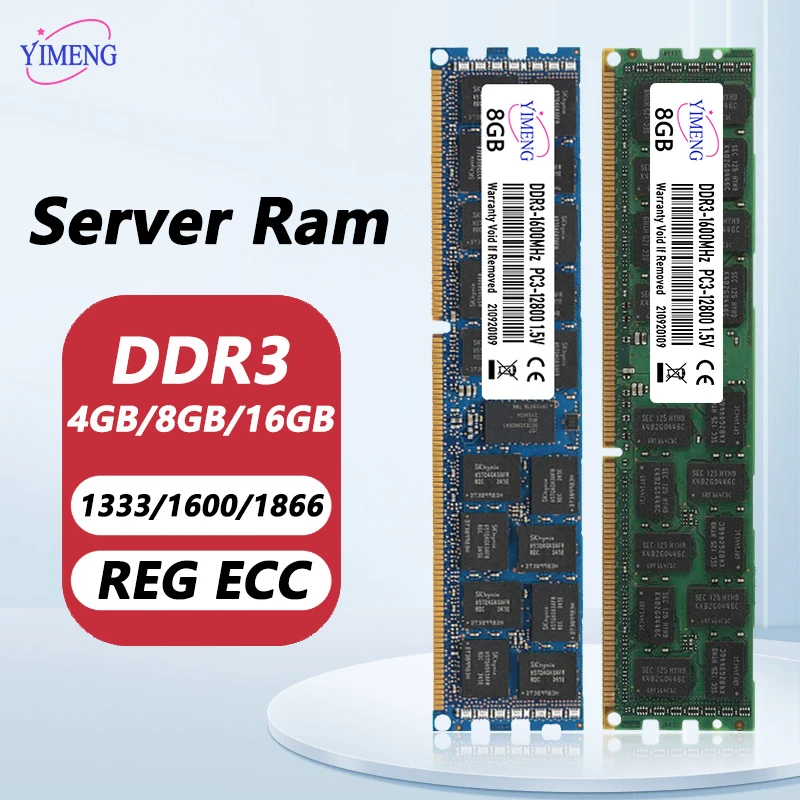 DDR3 8GB 16GB 32GB 64GB Server Memory Ram PC3 8500 10600 12800 1.5V 240Pin REG ECC 1333 1600 1866Mhz Memories Ram X58 X79 X99