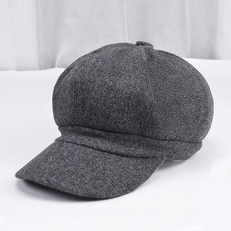 

Classic Autumn and Winter Retro Tweed Octagonal Hat Women's Beret Pure Colour Newspaper Boy's Hat Painter's Hat Hot