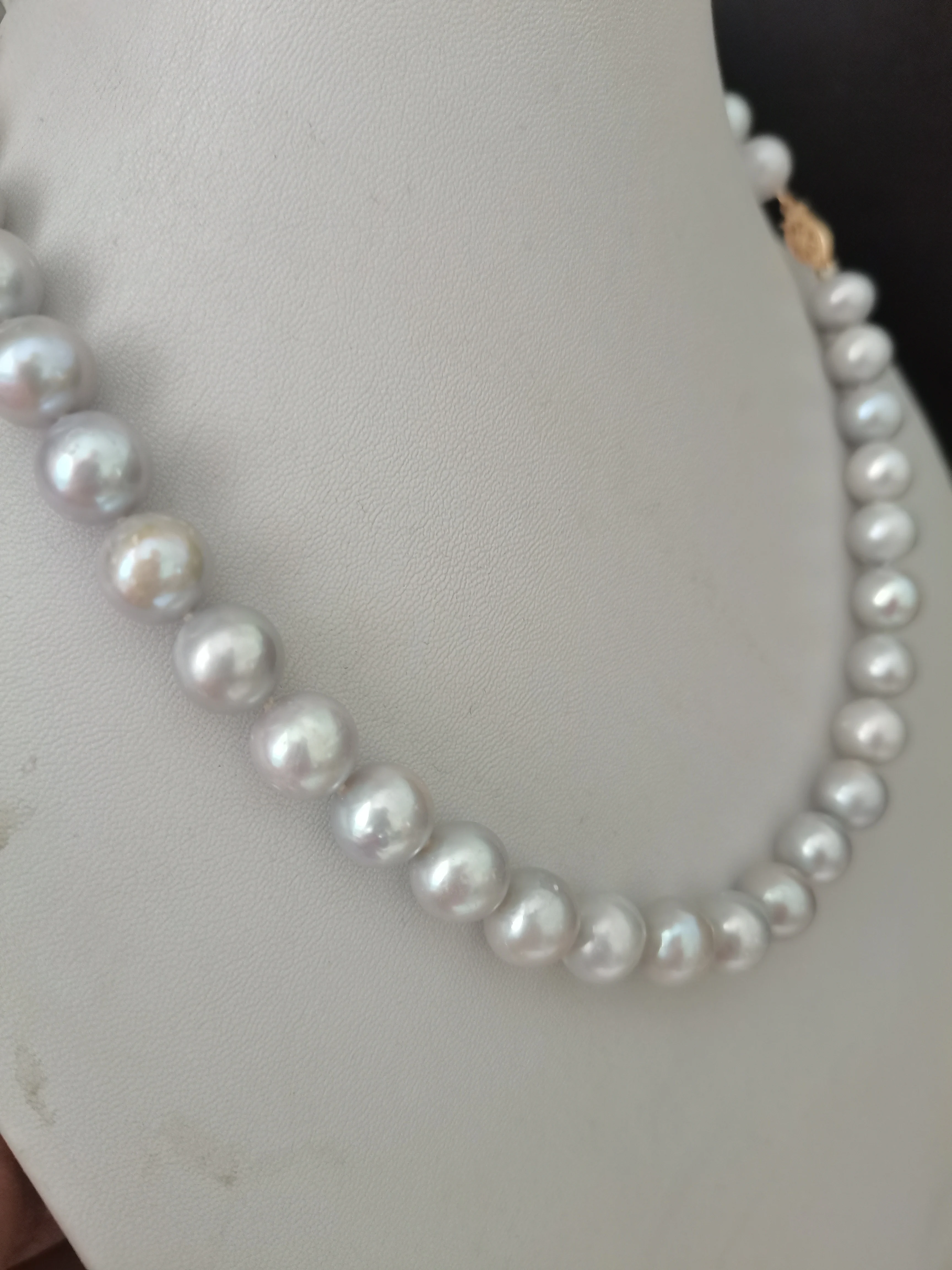 

Real Photo NEW AAA 10-11 MM SOUTH SEA NATURAL SILVER GRAY PEARL NECKLACE 14K CLASP Fine Jewelry Gifts