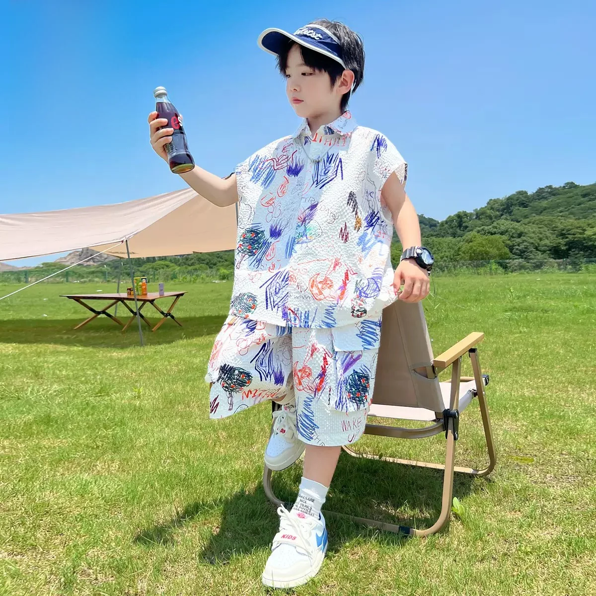 ensemble-decontracte-d'ete-fin-imprime-pour-garcons-ensemble-deux-pieces-short-et-t-shirt-a-manches-courtes-style-vacances-cool-et-elegant-vetements-pour-enfants