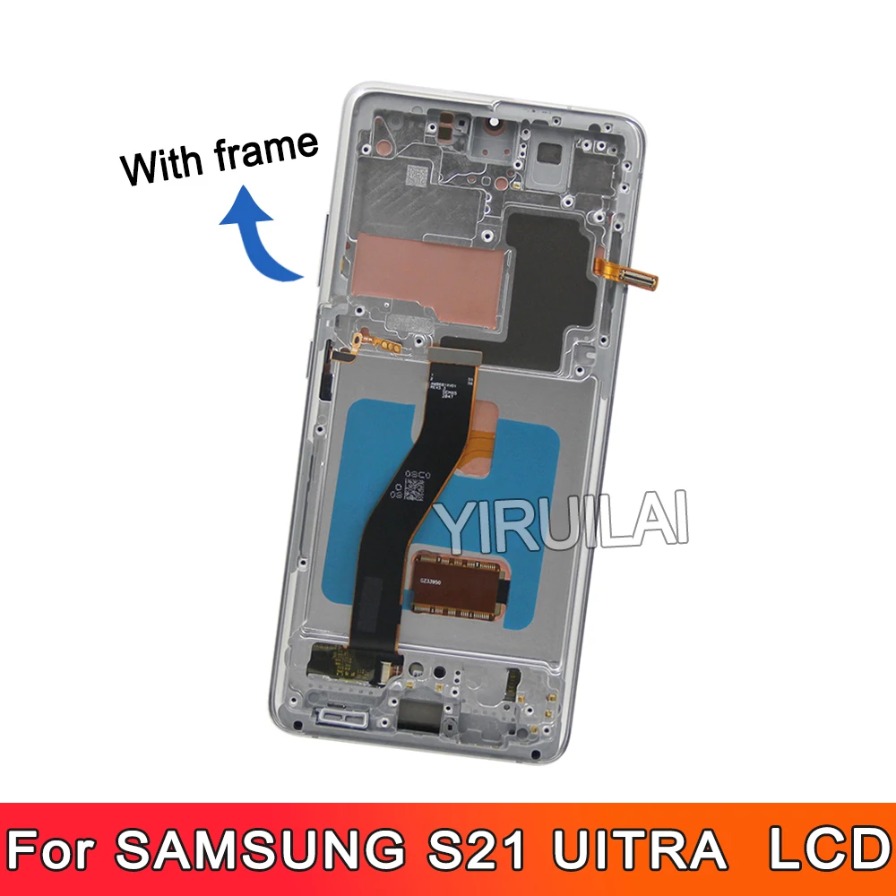 Digitizer layar sentuh untuk Samsung S21, Ultra 5G G998 G998U Display layar sentuh untuk LCD Samsung S21Ultra G998B 6.8 inci