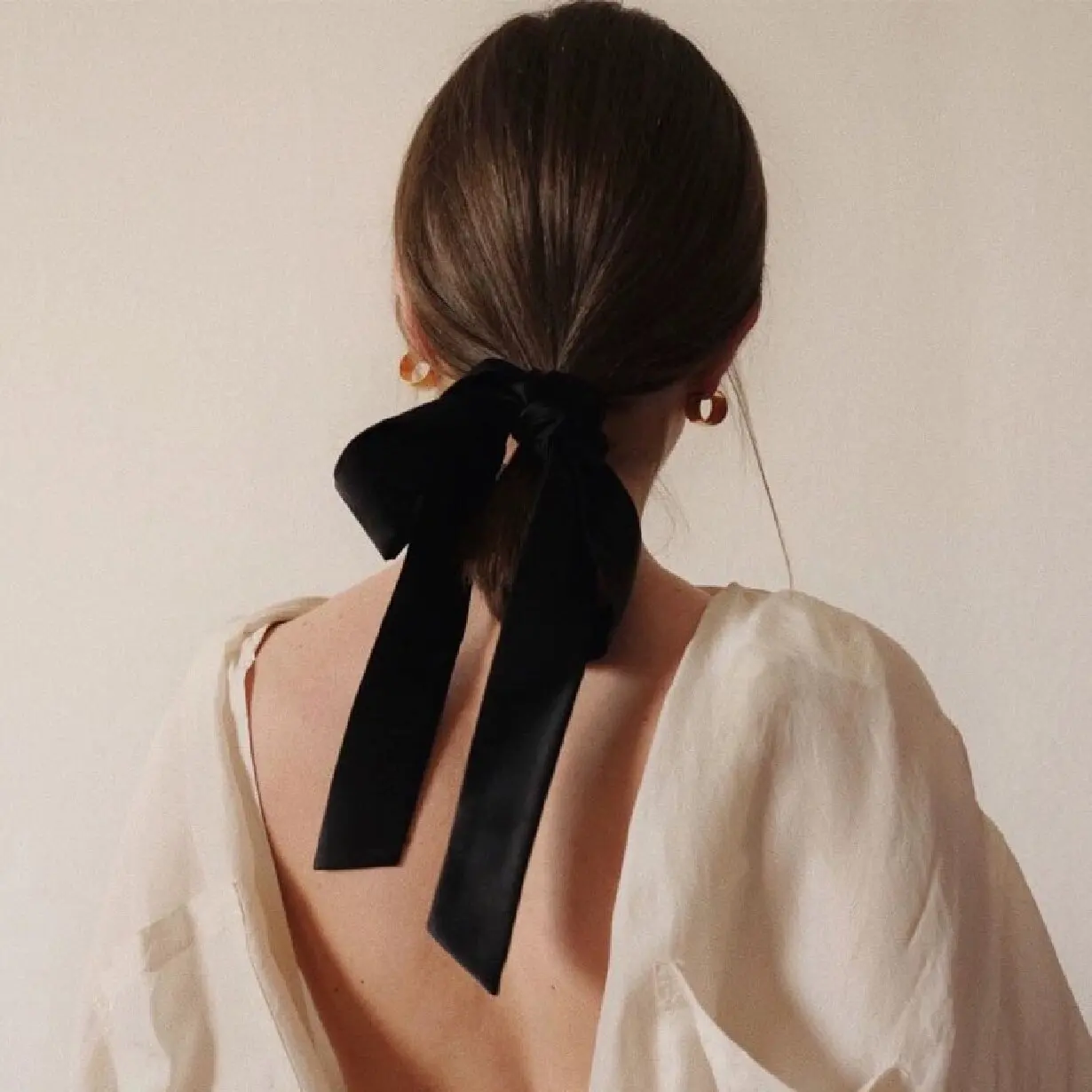 1pcs Fashion Black Velvet Bow Ribbon Hair Ring For Women Party Hair Rope  Hair Accessories