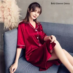 Fattened Plus Size Ice Silk Nightdress 100kg Fat Mm Simulated Silk Pajamas Loose Loungewear Summer 115kg Women Comfortable