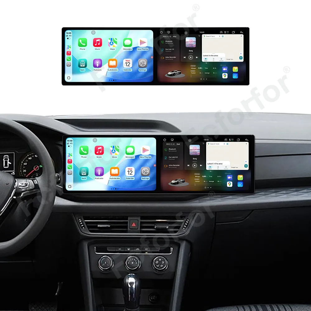 

10,1-дюймовый двойной QLED экран Android 15, GPS-навигация Carplay для Volkswagen Tharu 2019-2022, автомобильная стереосистема, аудио, радио, мультимедийный плеер