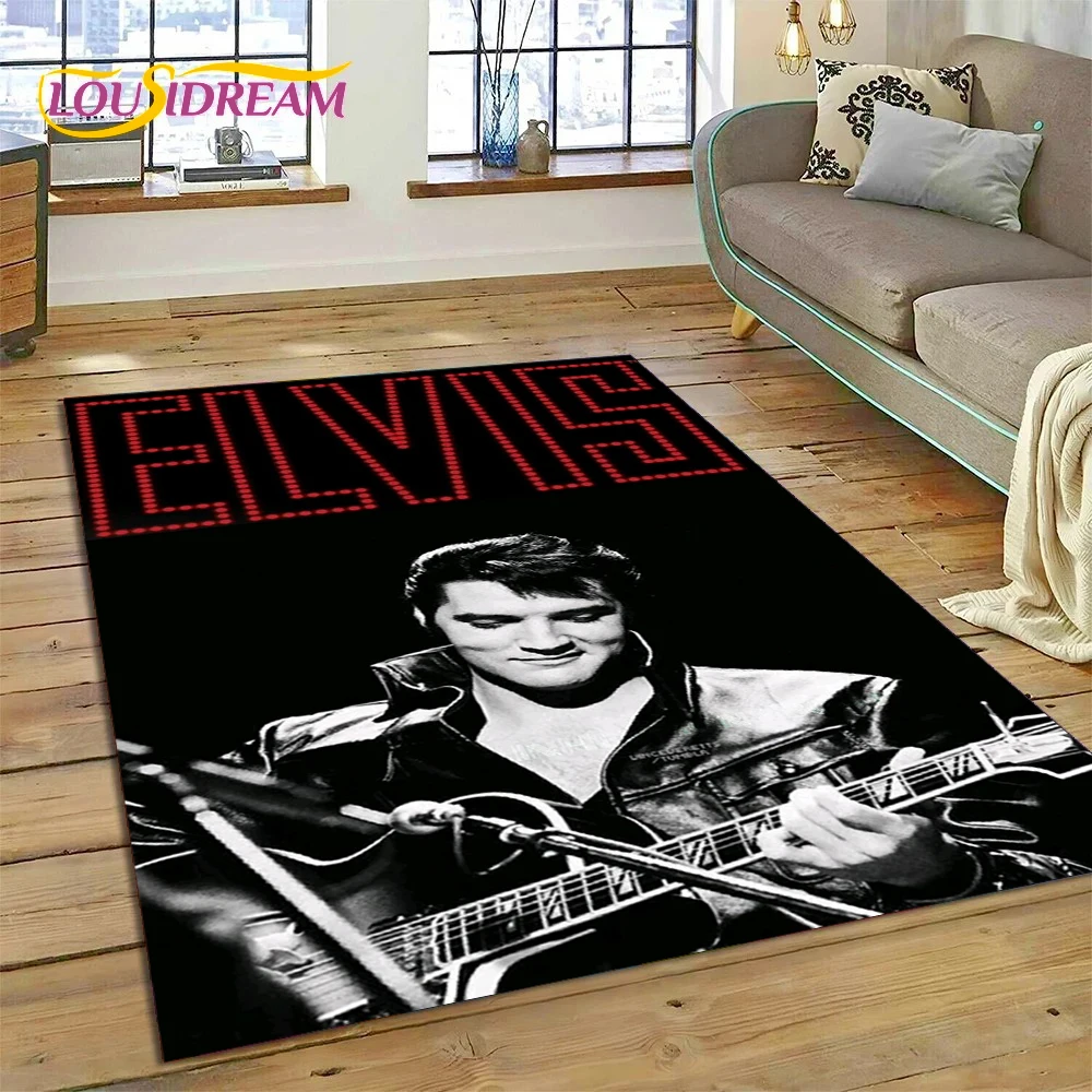 3D Retro E-Elvis Presley Star Carpet Rug for Bedroom Living Room Home Sofa Decoration,Children Game Large Decor Floor Mat Gift