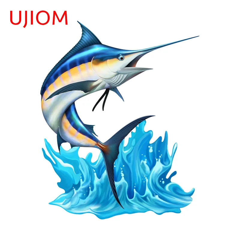 UJIOM Simple Atlantic Blue Marlin Fish Graffiti Wall Stickers Interesting Refrigerator Skateboard Decals Nice Room Wallpapers