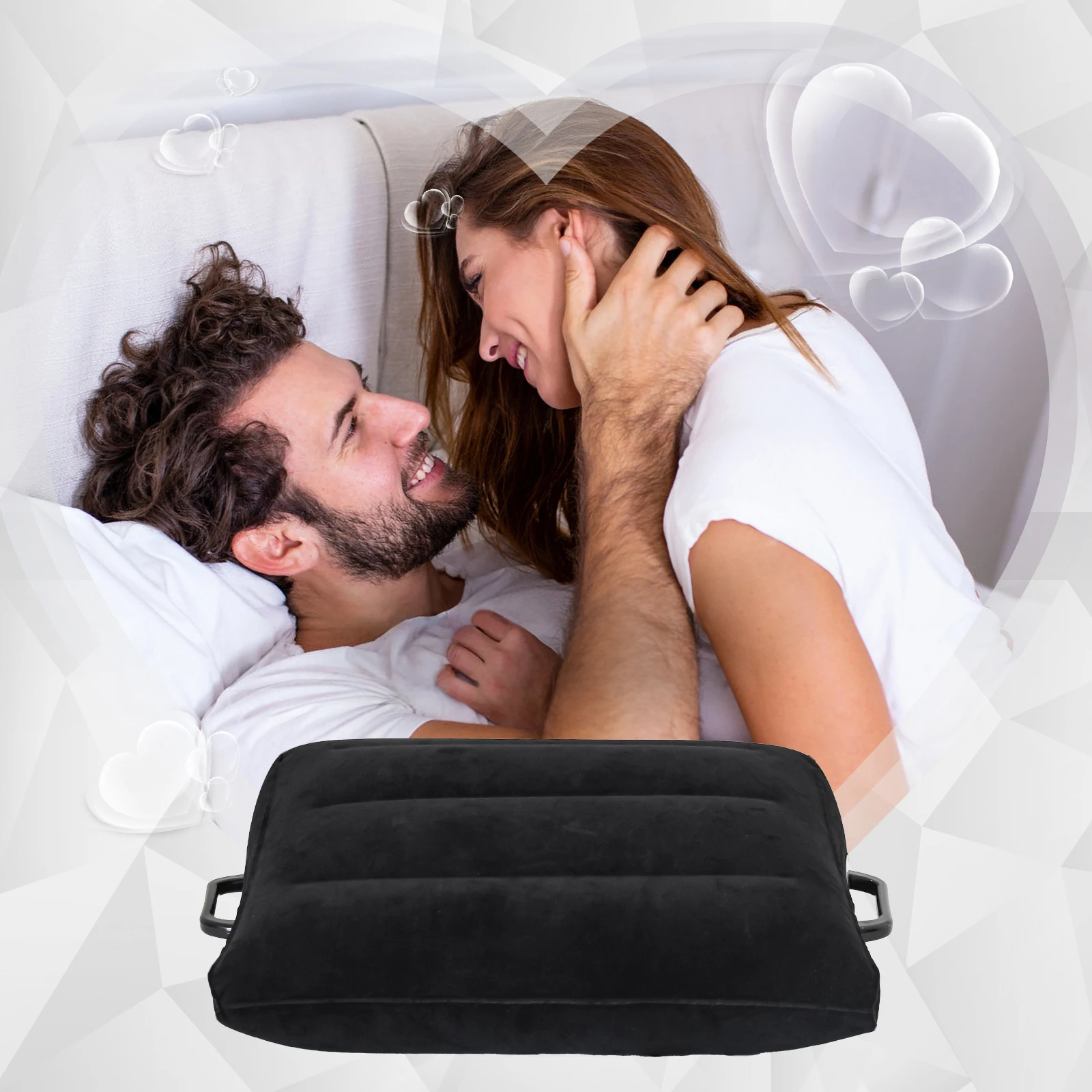 Inflatable Triangle Pillow For Couples - Sexual Position Enhancer, Rear Entry Cushion With Armrest, Stain-Resistant Polyester C