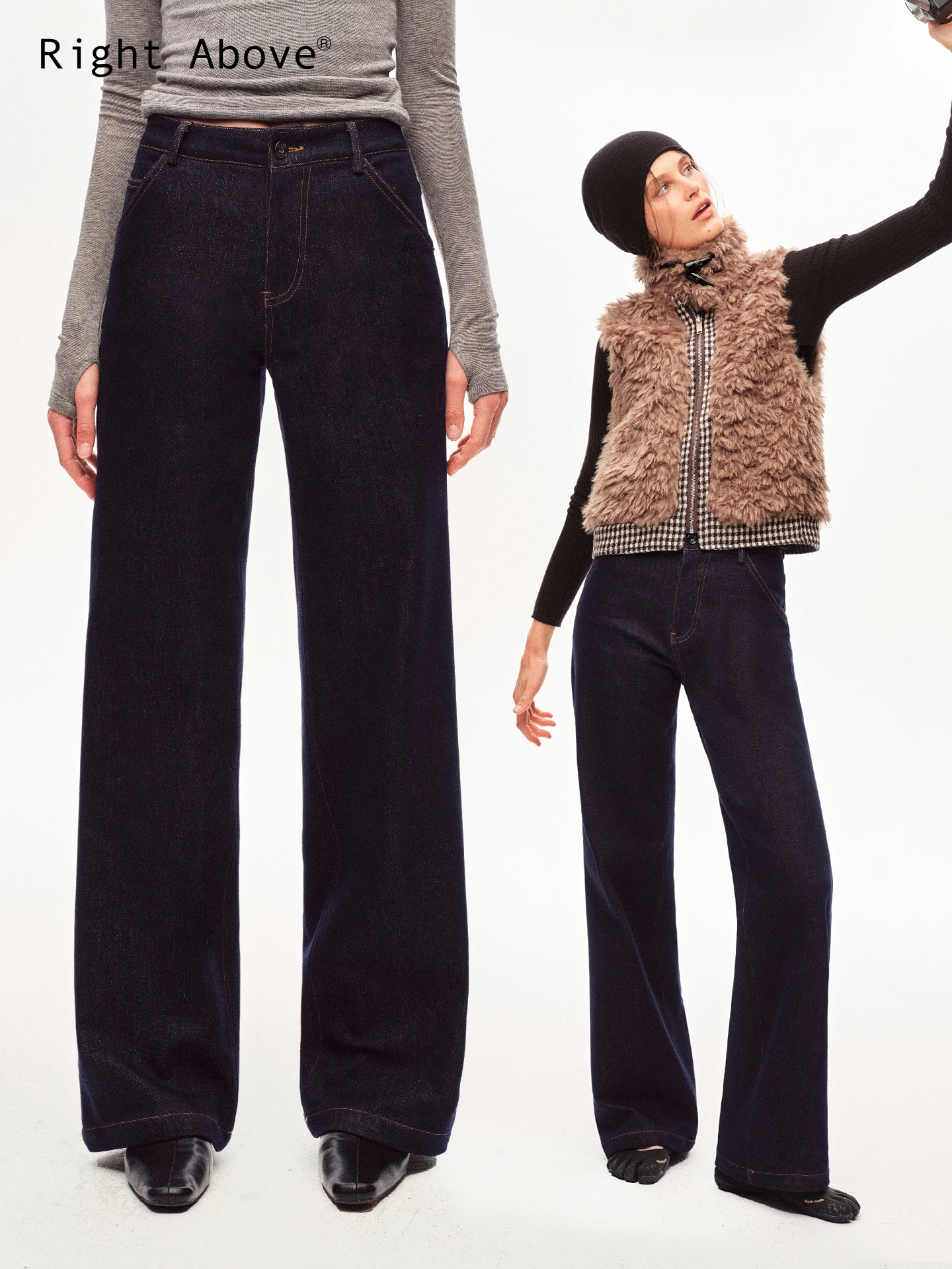 

Джинсы прямого кроя с высокой талией, повседневные зимние джинсовые брюки из хлопка, удобные эластичные женские джинсы от Right above