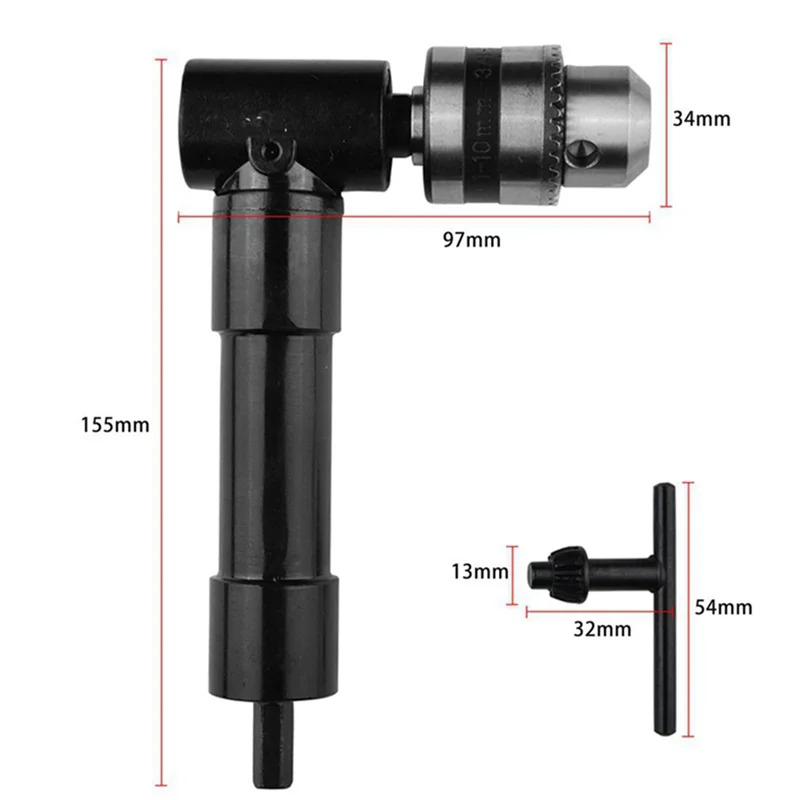 Right-Angle Electric Drill Three-Claw Chuck Corner Device Right-Angle Corner Device with Key Corner Device