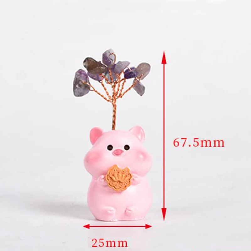 Lucky 12 Chinese Zodiac Signs Life Tree Ornaments Mini Small Natural Chips Healing Crystals Amethyst Desk Decor Birthday Gifts