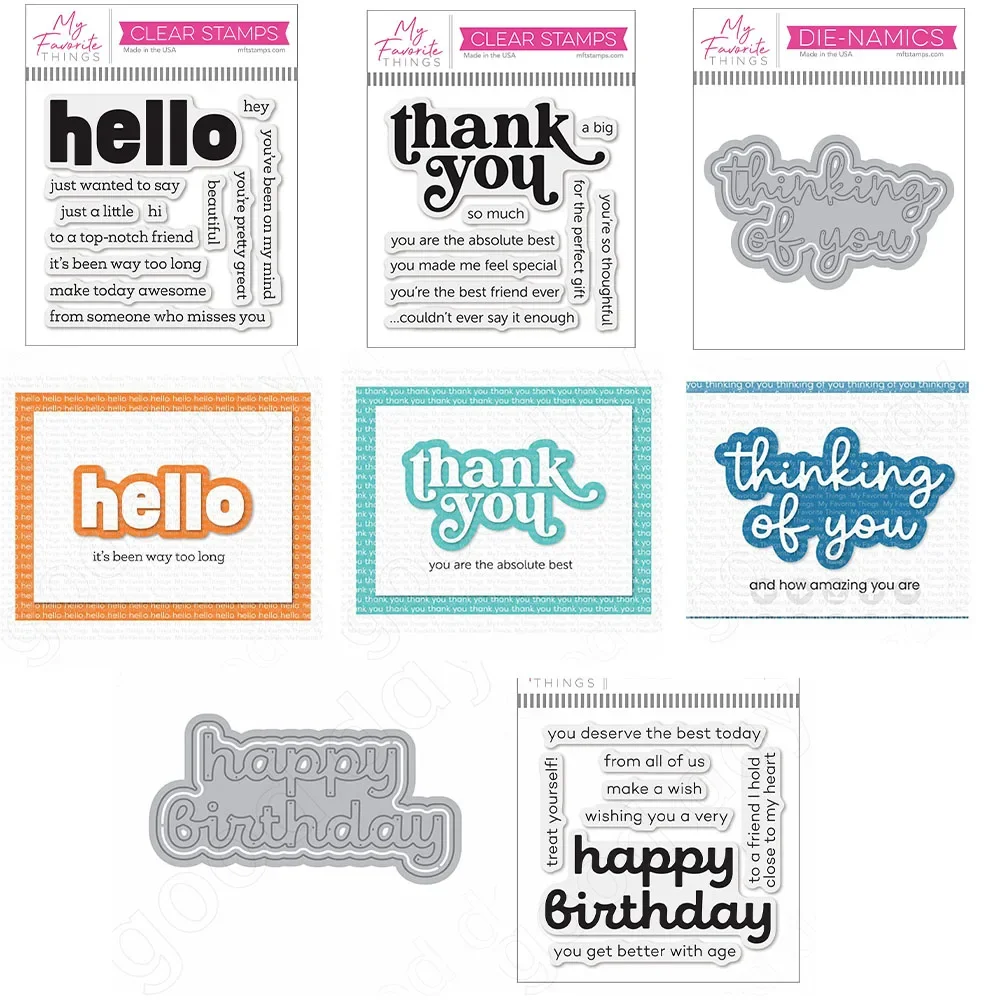 

2025 Metal Cutting Dies and Stamps Scrapbook DIY Decorative Crafts Embossing Stencils Journaling Decorations Thinking of You Kit