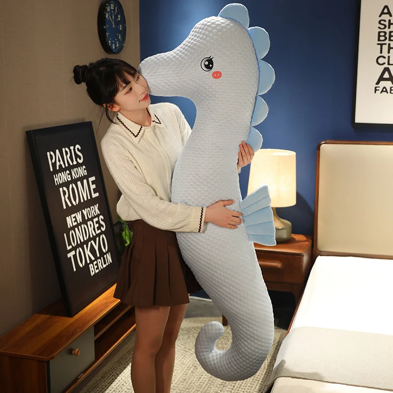 

120cm Long Hippocampus Plush Toys Sea Animal Pillow Stuffed Sea Horse Doll Cartoon Plushie Pillow Cushion Peluche Birthday Gift