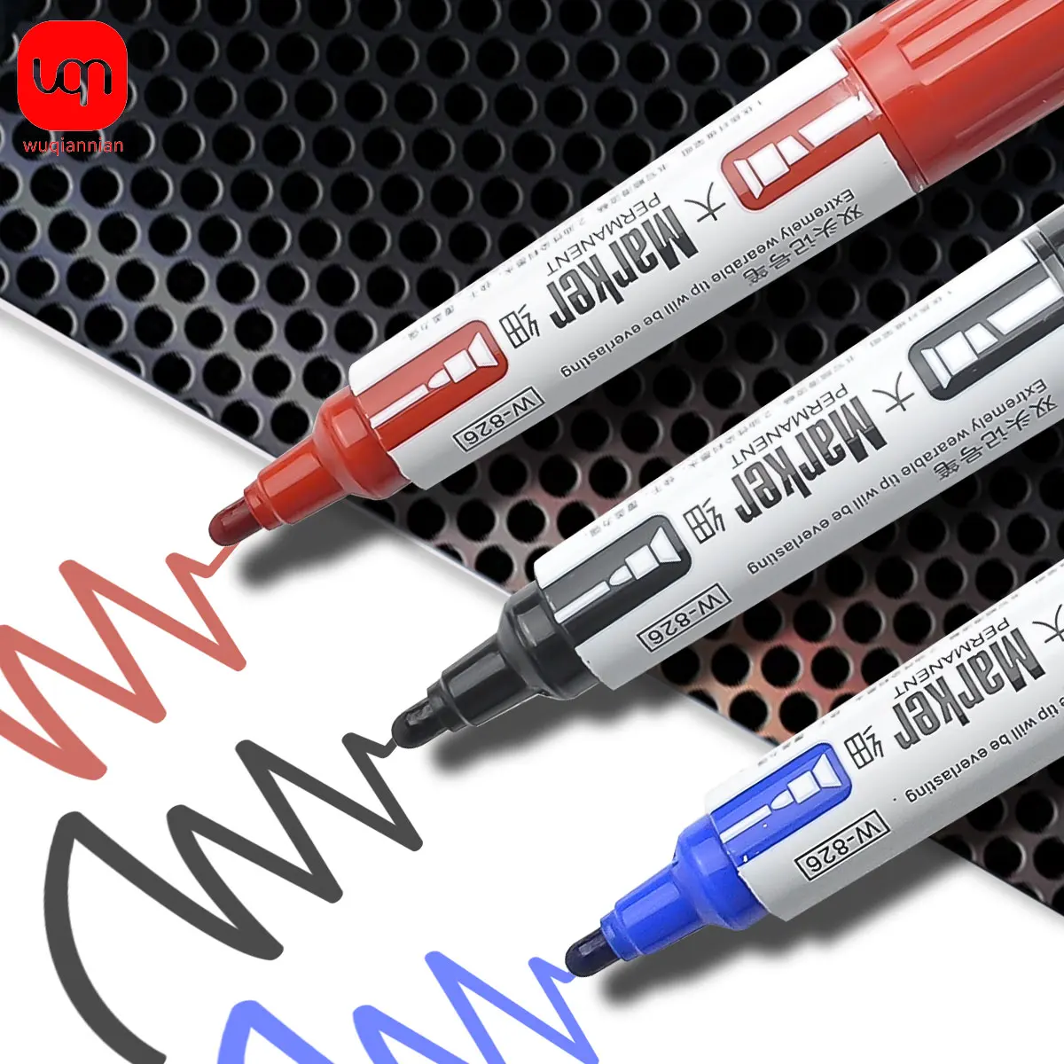 Imagem -03 - Waterproof Permanent Marker Canetas Preto Azul Vermelho Nibs Tinta a Óleo sem Fade Signature Pen For Paper Metal Glass Marking Pcs Pcs