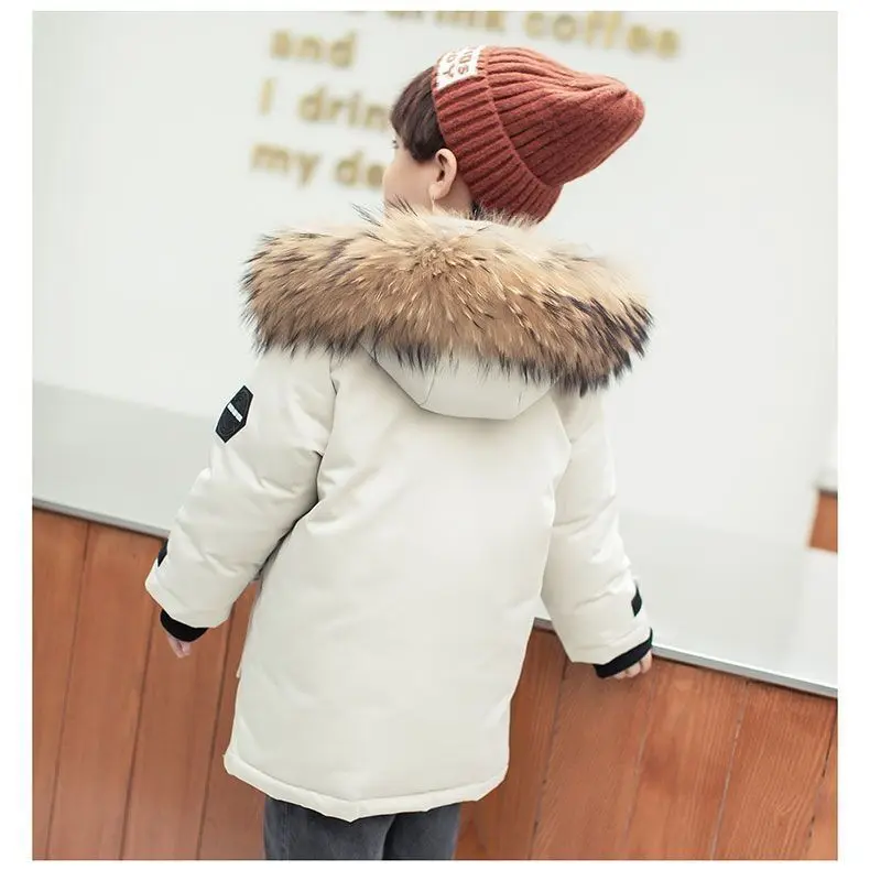 Winterwarme Daunenjacke für Kleinkinder, die laufen lernen, mit Kapuze, Jungen- und Mädchenbekleidung, Outdoor-Jacke mit dickem Wollkragen – Detail 25