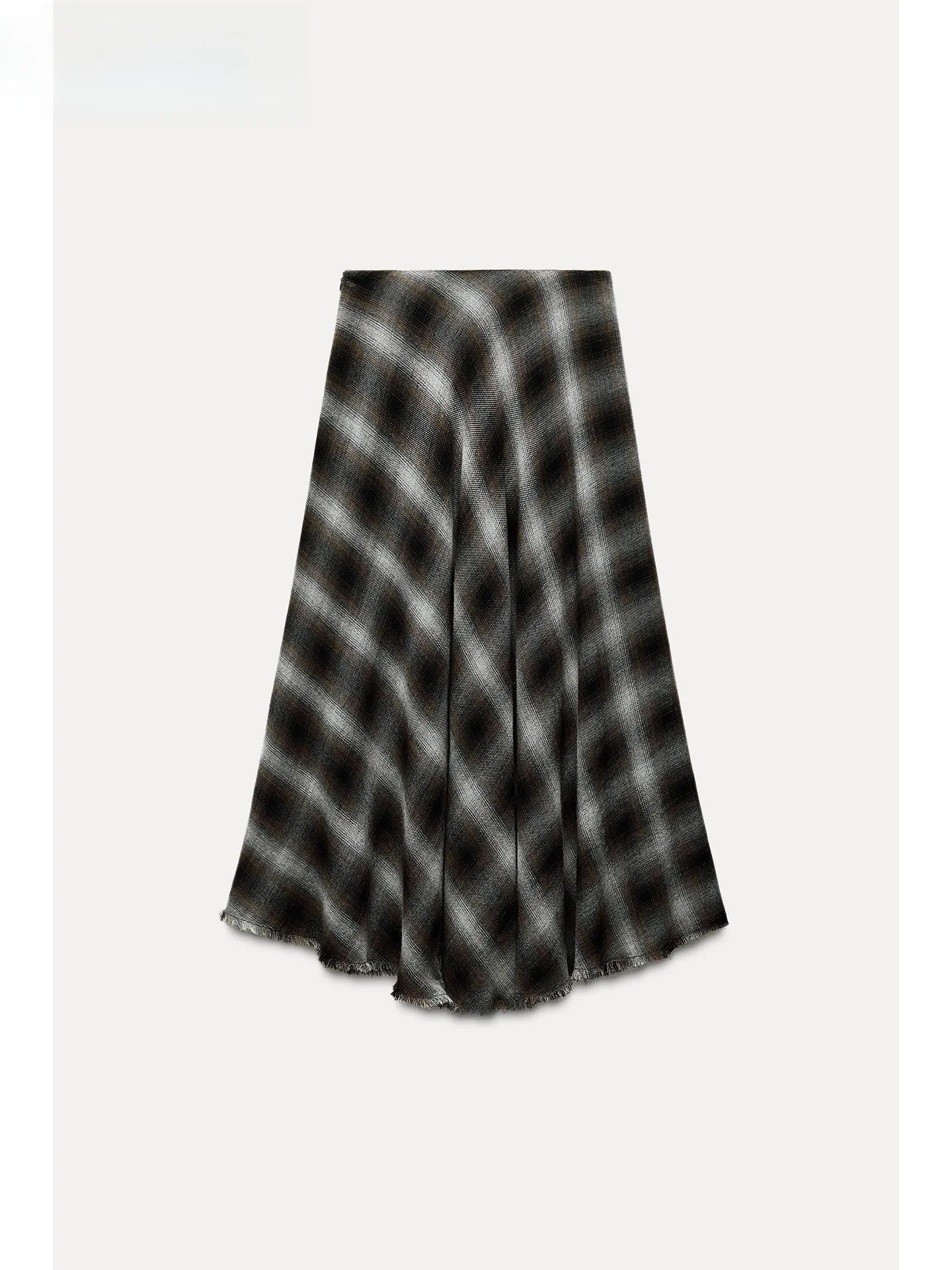 

ZAPRHA 2025 New Midi Plaid A-Line Skirt Ele Casual Mid-Length Gingham Midi f Skirt Slimming A-Line Skirt