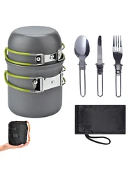 Lightweight Camping Titanium Pot Pan Set Portable Foldable Nature Hike Pot Outdoor Cooking Tableware For Picnic Fishing Camping