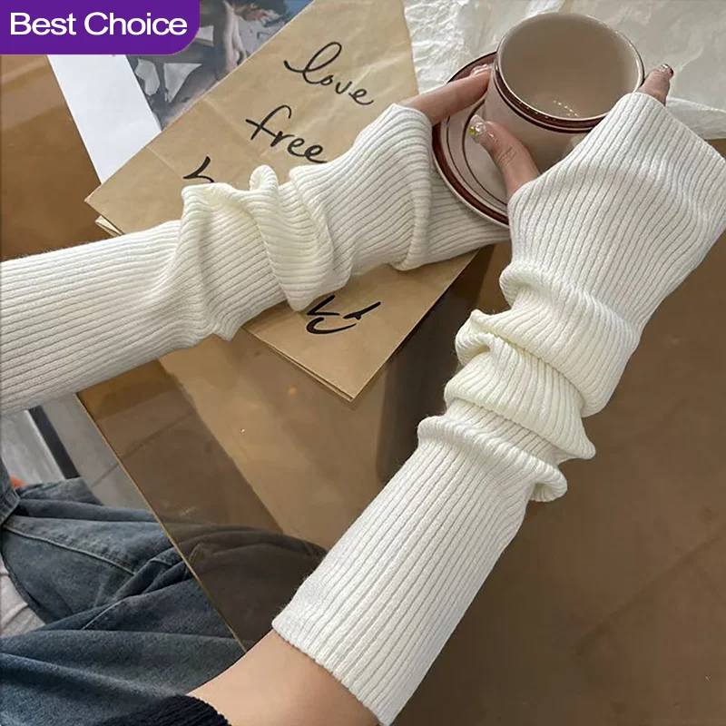 

Y2K Knitted Fingerless Gloves Punk Gothic Harajuku Style Winter Arm Warmers Cosplay Anime Mitten Arm Sleeve for Fashionable Look