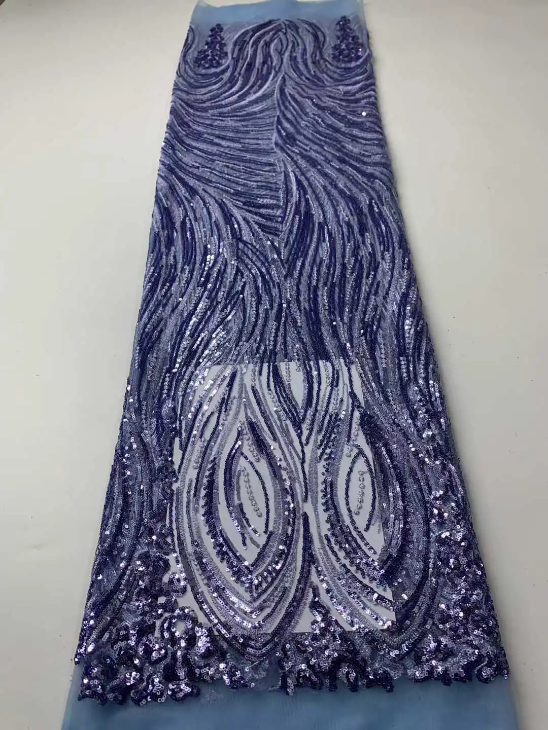 Tessuto di pizzo africano di lusso a rete 2025 di alta qualità con ricamo di paillettes Tessuto di tulle francese per abiti da sposa nigeriani da donna