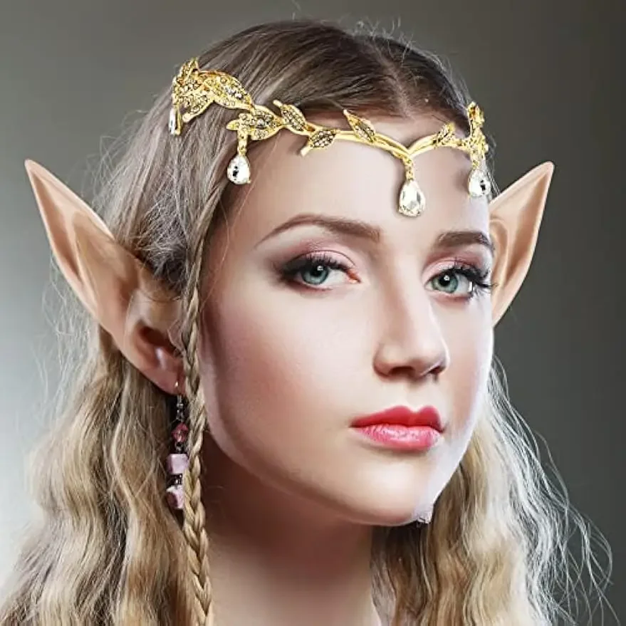 Wróżka Tiara dla kobiet Rhinestone wróżka Pixie Elf uszy nakrycia głowy korona na Halloween średniowieczny Elf bajki Cosplay