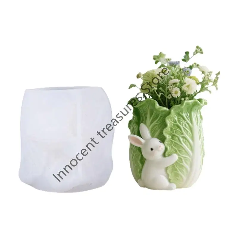 

3XUA декоративная силиконовая форма для кроликов и капусты, держатель для ювелирных изделий, инструмент для литья из смолы для и