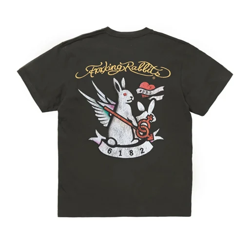 

Faionable ort Sve Футболка ex Rabbit Tattoo Print Одежда Dye Свободный крой круглый топ для всех сезонов