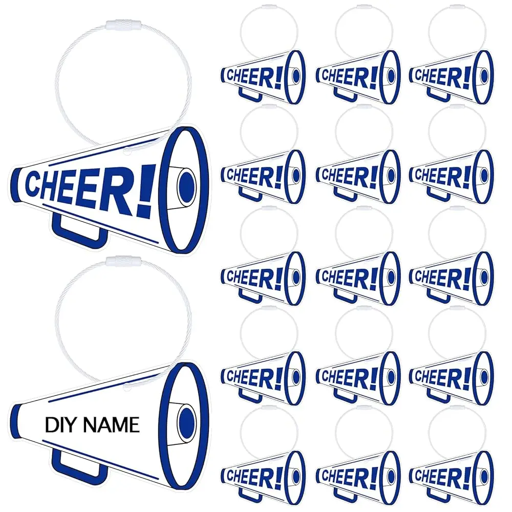 

24 Pcs Cheer Luggage Tags Bulk Cheer Bag Tags for Travel Suitcase Keychain DIY Accessories 2.8'' PVC Name Labels Number ID C