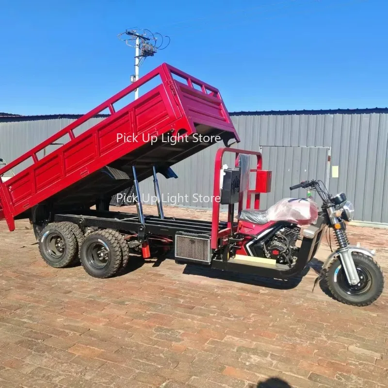 Customizable  Semi-Open Cargo Motorcycle Reverse Tricycle with Fuel Tank Nine-Wheel Drive System Petrol Fuel Type