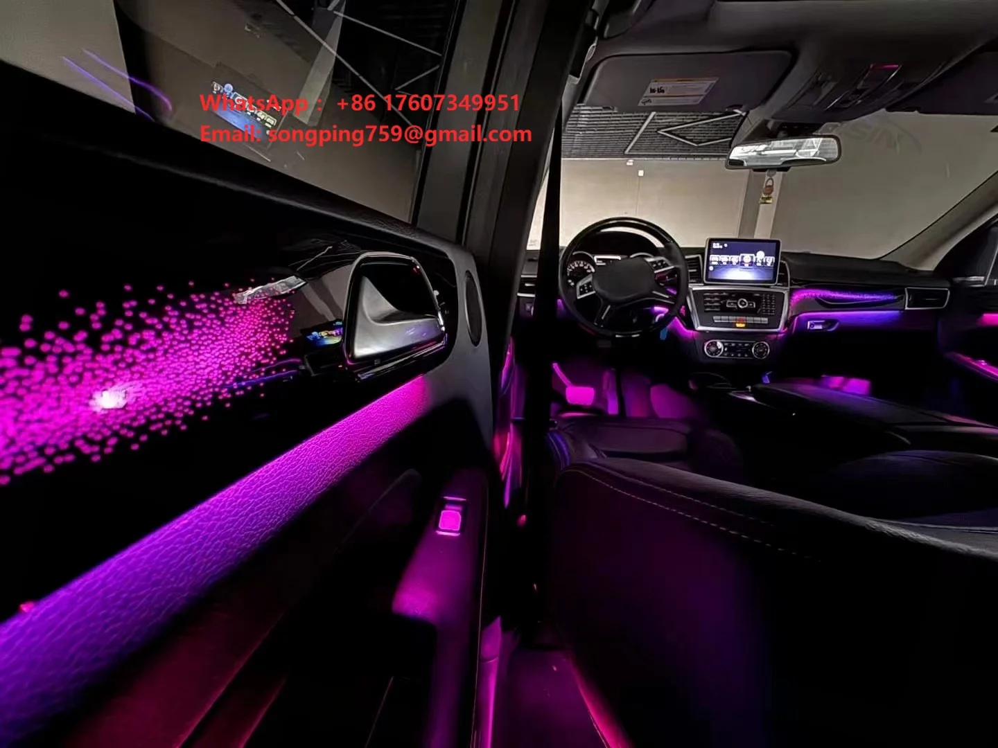 ICarsin for Mercedes GLE/GLS/GL/ML W166 RHD/LHD Ambient Light Dynamic Piano Black Trim Door Panel Auto Interior Lighting Upgrade