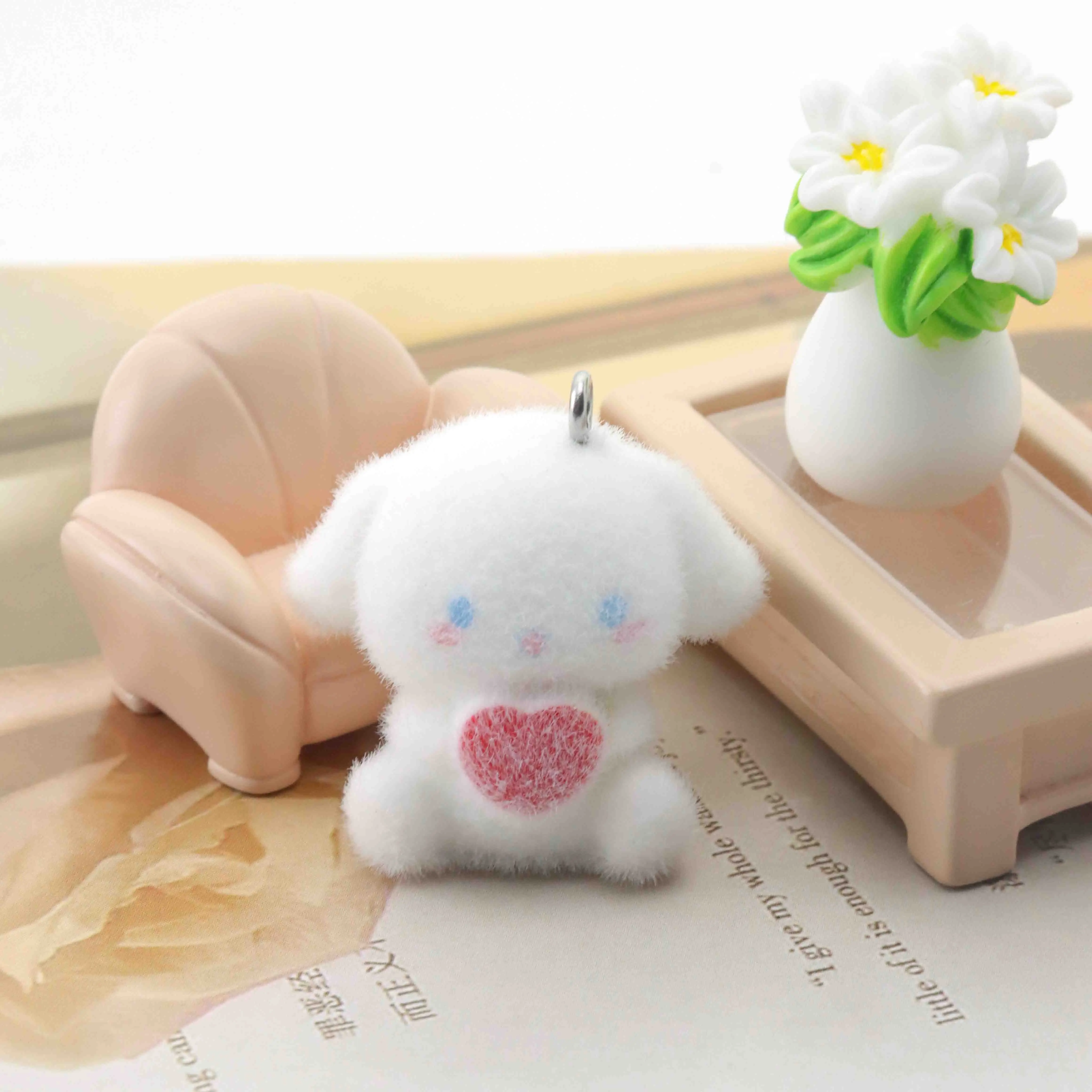 10pcs Resin Flocking Charms Cinnamon Dog Keychain Pendant Jewelry for Making Luggage Earrings  Necklace Jewelry Accessories