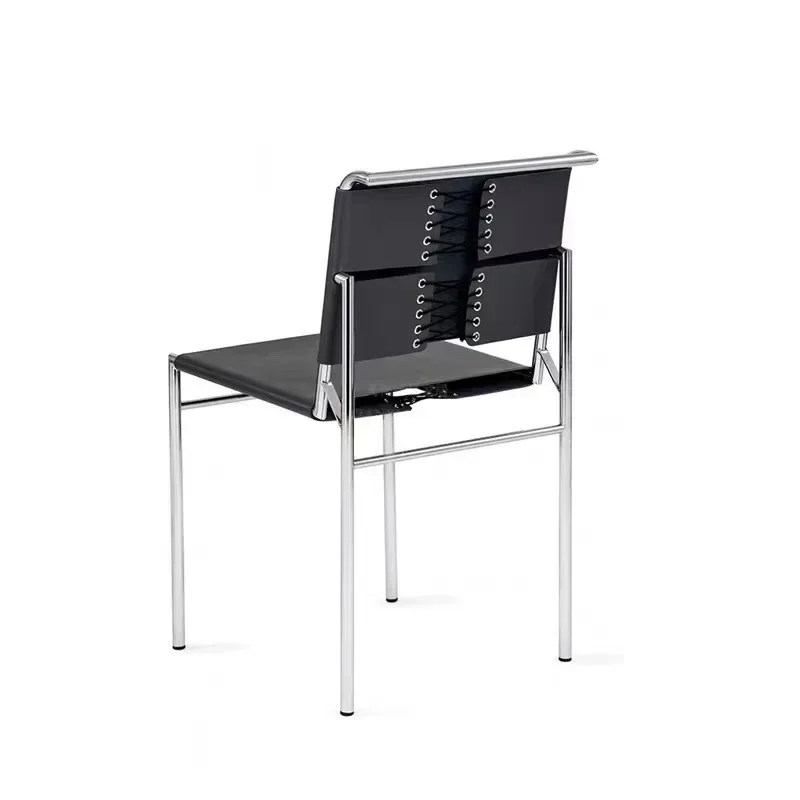 

SAT2 49 Home Dining Chair Modern Minimalist Backrest Stool Light Luxury Medieval Stainless Steel Ins Retro Chair