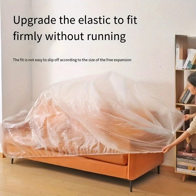 4Pcs Elastic Full Wrap Furniture Dust Protector, Large PE Cover for Indoor Outdoor Sofa Bed Aircon Table, Multi-scene Use