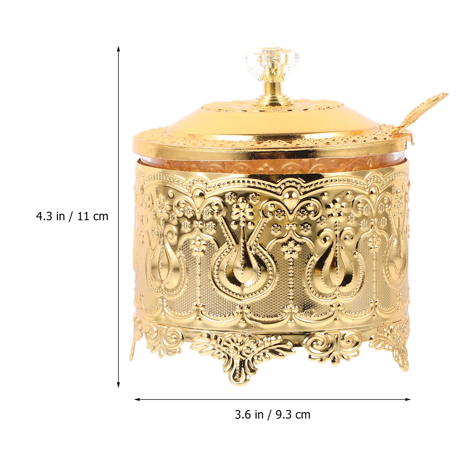 

Decorative Candy Dish with Lid European Style Glass Metal Material Leak Proof Convenient Practical Kitchen Candy Dish