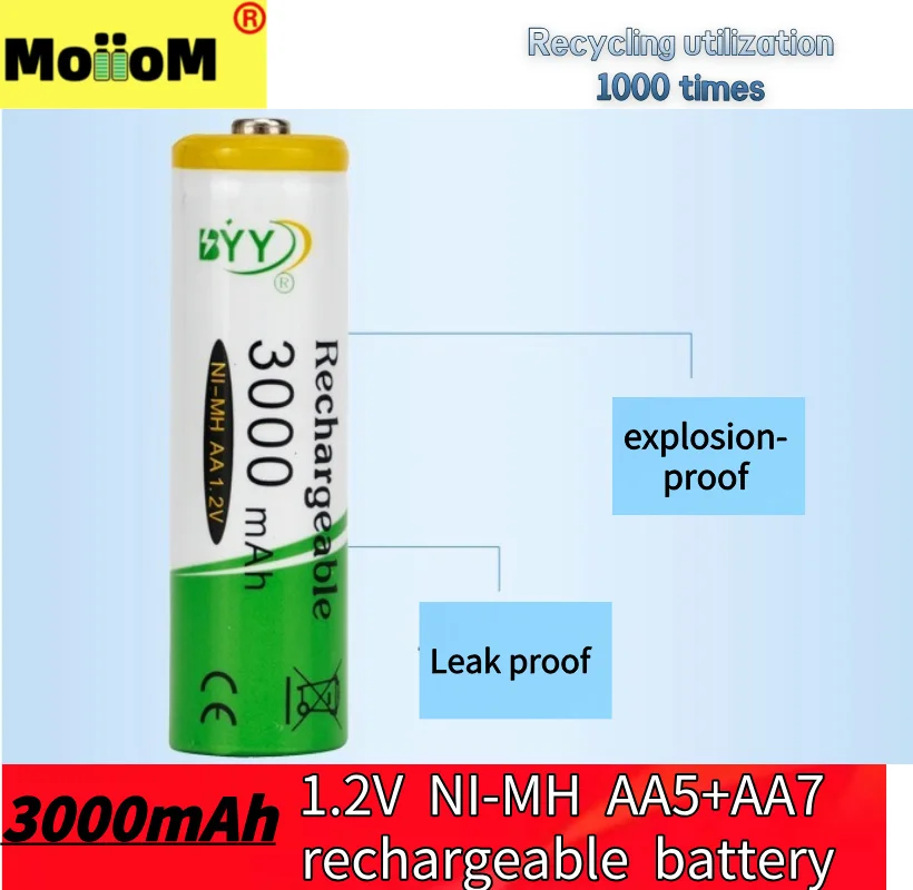 2024 popular NI-MH rechargeable batteries AA3000mAh and AAA1600mAh 1.2v AA nickel hydrogen AAA rechargeable 1000 times battery