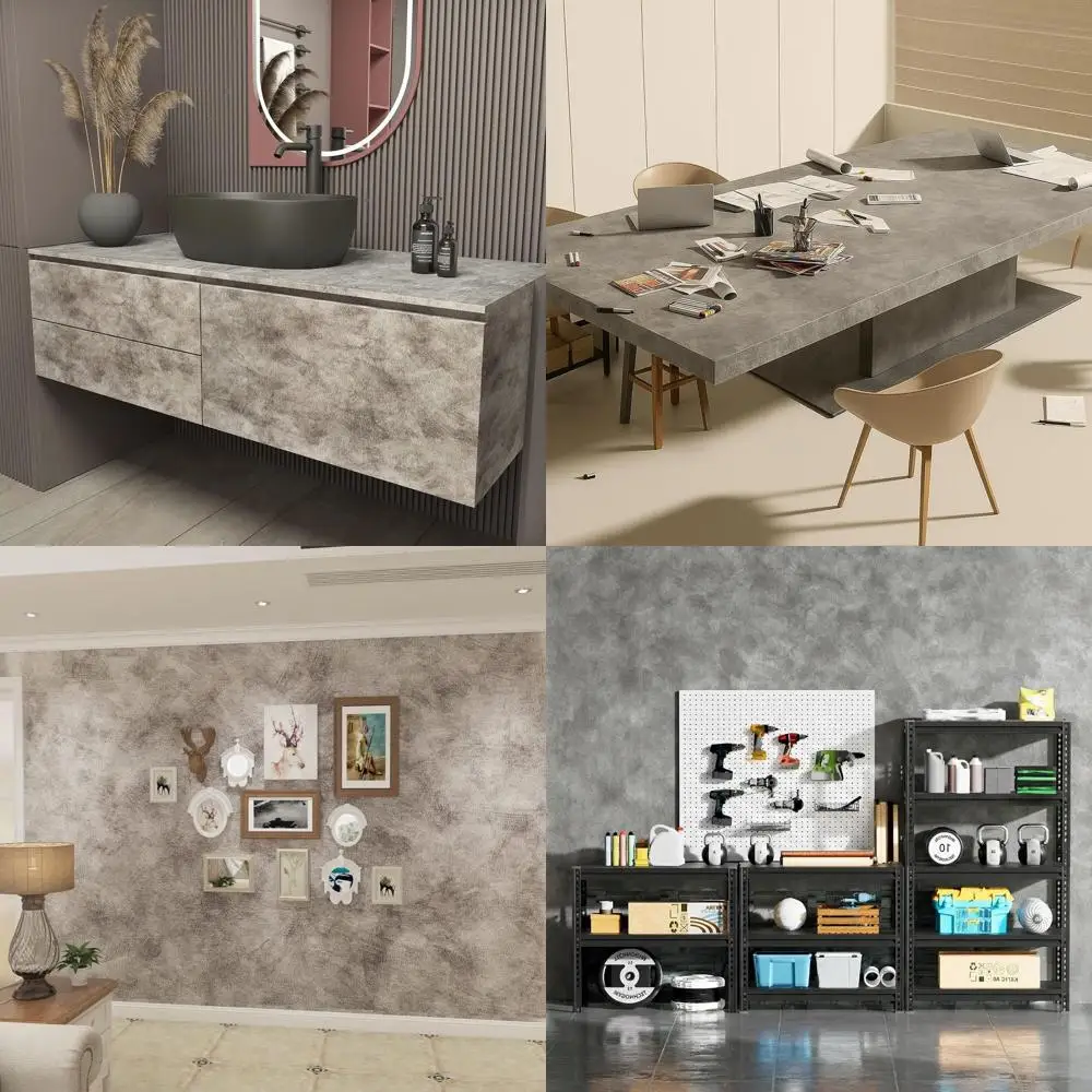 

Серые самоклеящиеся обои под бетон, 32x354 дюйма, водонепроницаемый ПВХ, съемные, для ремонта подвалов и гаражей