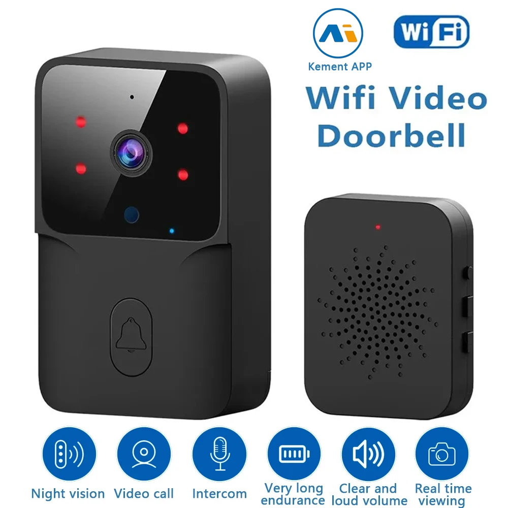 Timbre de puerta inteligente con cámara de visión nocturna, intercomunicador bidireccional, WIFI, HD, seguridad para el hogar, cambio de voz