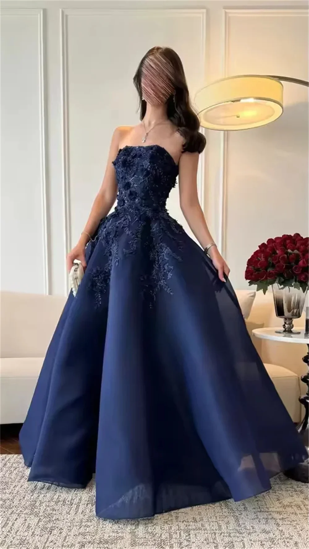 

vening Dress for Women Elegant Sequin Applique Strapless A-line ESexy Backless Prom Dresses 2025 New Formal Cocktail Party Gowns