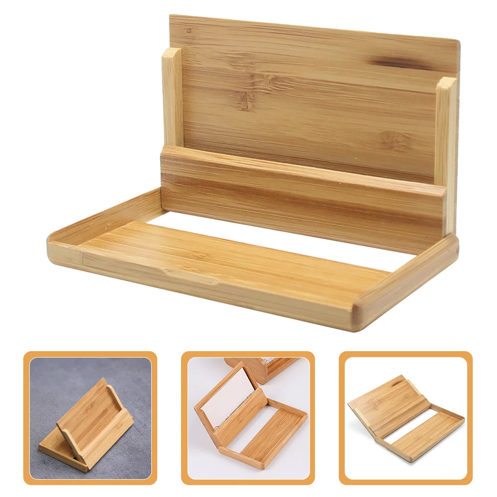 

Business Card Storage Box Multiple Holder Display Shelf Cards Desk Stand Wooden Wallet for Men Shelves Thin Section Base