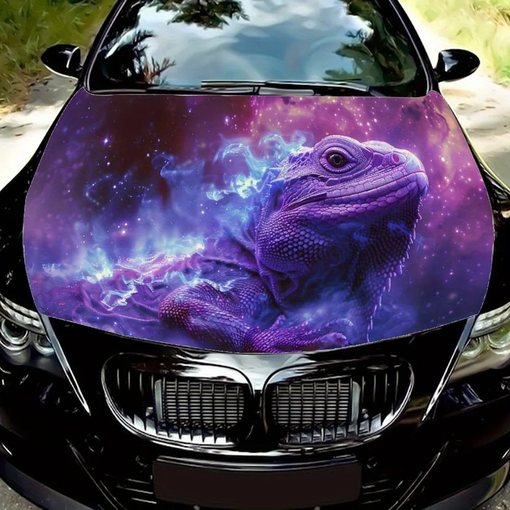 Romantyczna Fioletowa Atmosfera Pod Kameleon, z Elementami, Okleiny Samochodowe, Naklejka na Maskę Silnika, Odporna na Zachlapania, Łatwa w Montażu