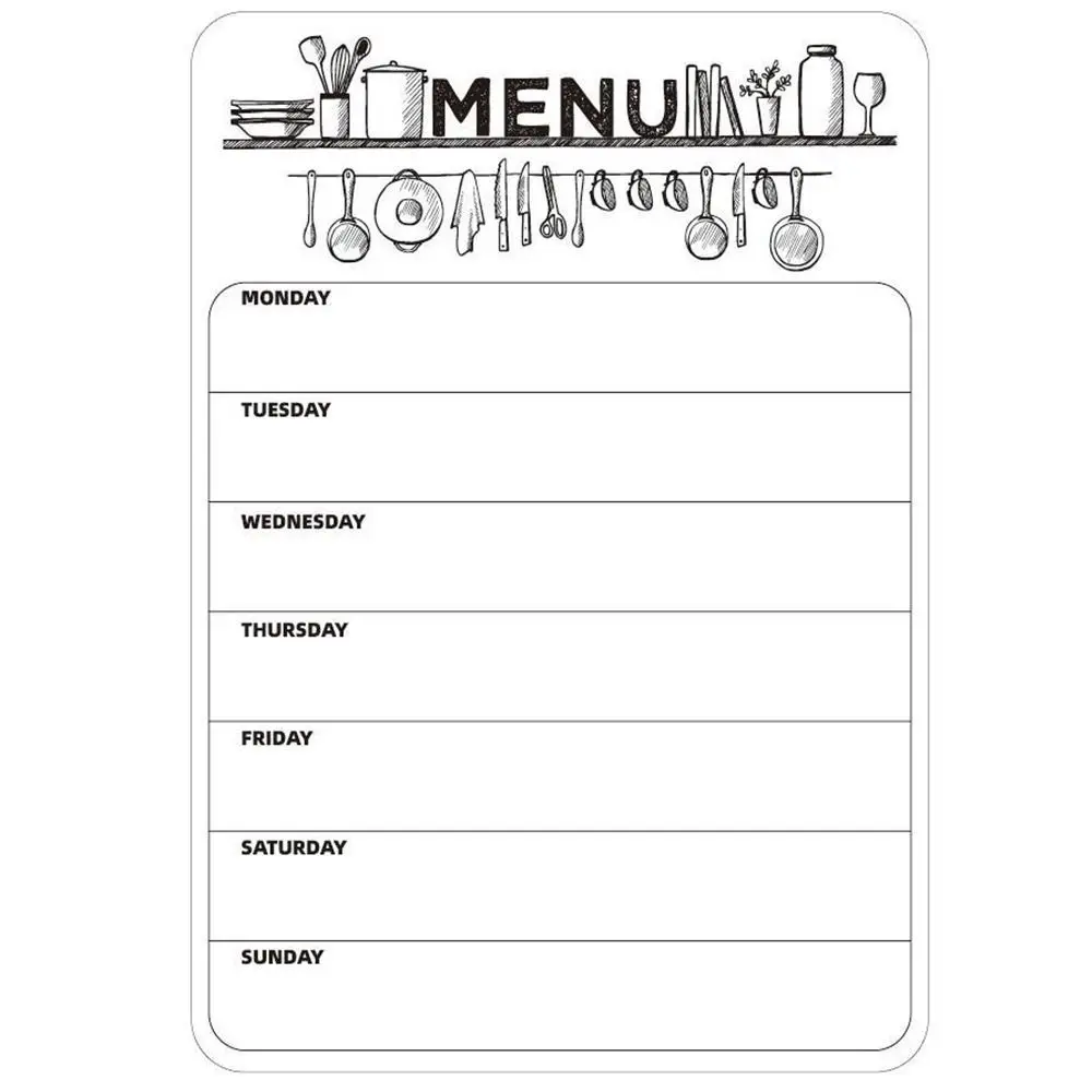 INS-Autocollant magnétique mémo de licence de semaine, bloc-notes de plan de liste d'épicerie, autocollants magnétiques de réfrigérateur, plan de travail, tableau blanc, cuisine