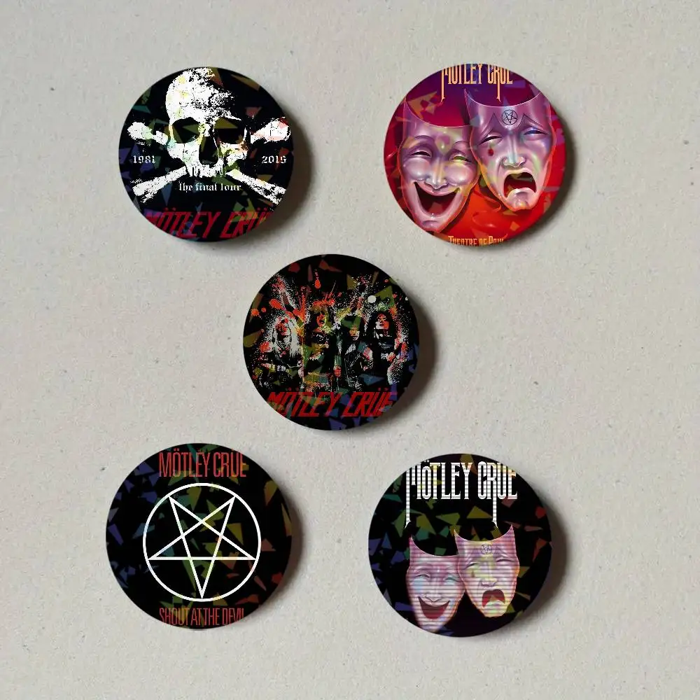 Band M-Motley C-Crues Laser Button Pins Backpack Clothing Decor Brooch Fiction Badge Jewelry Gifts