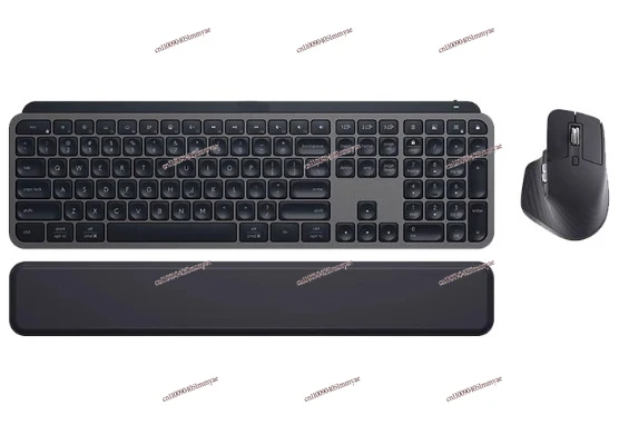 مجموعة MX Keys S - لوحة مفاتيح وماوس لاسلكية مع مسند راحة راحة اليد، إضاءة قابلة للتخصيص، تمرير سريع